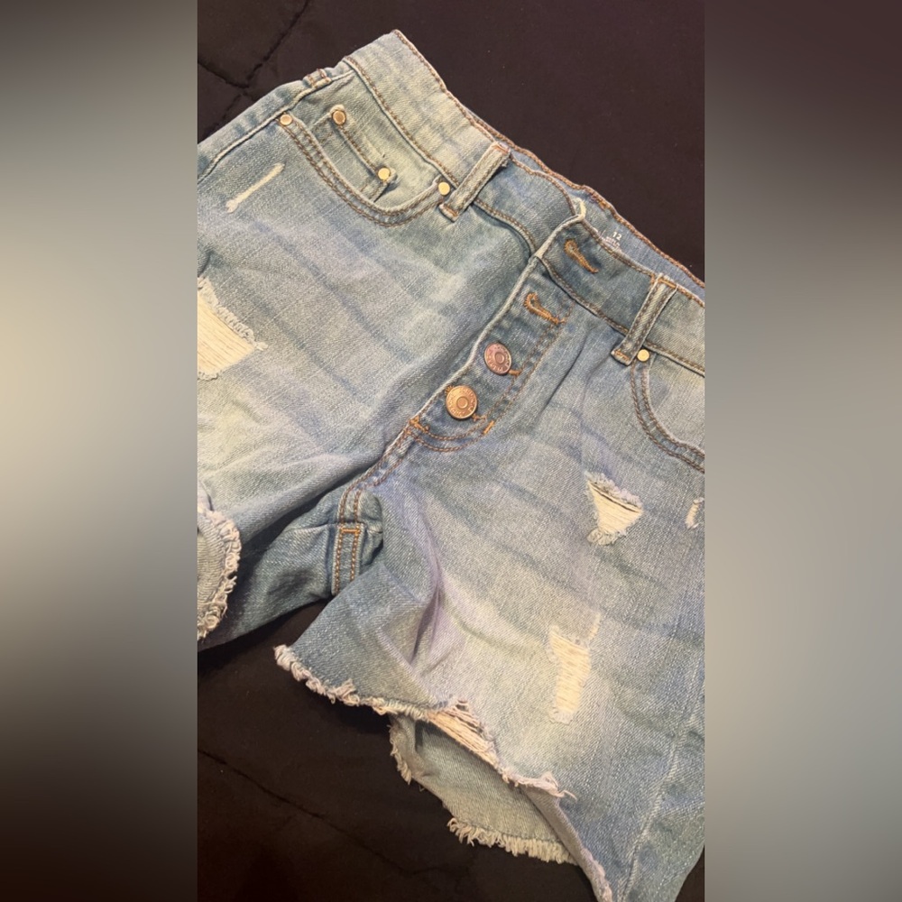 Button Up Blue Jean Shorts for Girls 12